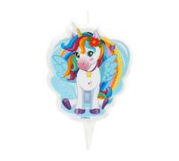 dekora | Candela Di Compleanno | Senza Profumo | Unicorno Tesia 2D | Candela Con Base Di Plastico