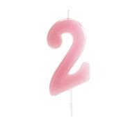 dekora - Candelina Compleanno Numero 2 Rosa Tenue 5,5 cm per Torta