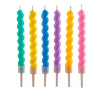 dekora - Confezione da 6 candele di compleanno alte 10 cm, colori pastello, rosa, malva, arancione, blu, giallo e verde, ideali per feste memorabili
