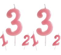 dekora - Candelina Compleanno Numero 3 Rosa Tenue 5,5 cm per Torta (Confezione da 2)