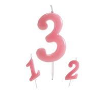 dekora - Candelina Compleanno Numero 3 Rosa Tenue 5,5 cm per Torta | Per decorare torte di compleanno dei primi anni, feste per bambini, tavole dolci e momenti in famiglia.