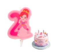 dekora - Candelina Compleanno Principessa Nº2, 7 cm per Torte | Candeline compleanno particolari in cera di paraffina senza profumo, adatte al contatto alimentare