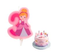 dekora - Candelina Compleanno Principessa Nº3, 7 cm per Torte