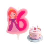 dekora - Candelina Compleanno Principessa, Nº6 7 cm per Torte