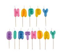 Dekora Design Candele a forma di lettera "Happy Birthday" 8 cm, colori pastello
