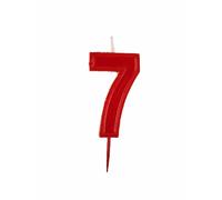 dekora - Candeline Compleanno Numeri Rosse Nº7, Scatola da 12 Unità, 4,7 cm, Decorazioni per Torta di Compleanno, Feste e Celebrazioni