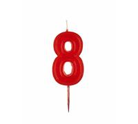 dekora - Candeline Compleanno Numeri Rosse Nº8, Scatola da 12 Unità, 4,7 cm, Decorazioni per Torta di Compleanno, Feste e Celebrazioni