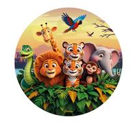 Dekora, Cialda per Torta Animali della Giungla, Disco Commestibile in Ostia per Bambini, Decorazione per Torte di Compleanno, Tema Safari e Foresta, Facile da Usare, Senza Glutine, Diametro 20 cm