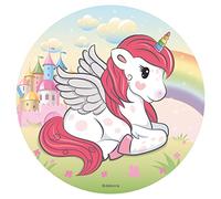 Dekora Cialda Rotonda Unicornio Decorazione per Torta, 20 cm Diametro