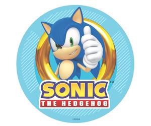 Dekora, Cialda Sonic, Disco in Ostia Commestibile, Decorazione per Torte di Compleanno di Sonic, Decorazioni per Dolci Rotonda 20 CM