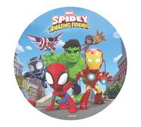 dekora, Cialda Spidey per Torta di Compleanno Bambini, Decorazione per Feste Tematiche, Addobbi per Dolci e Pasticceria, Carta di Riso per Bambino, Design Originale, Disco Commestibile da 20 CM