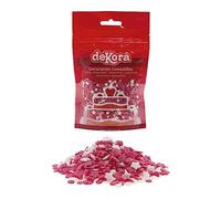 dekora - Confeti Sprinkles Reposteria Comestible - Estrellitas y Círculos de Azúcar Rosas y Blancos Adornos Comestibles para Tartas y Cupcakes - 100 g