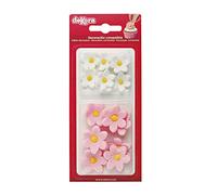 Dekora - Confezione da 7 Margherite Bianche e 7 Margherite Rosa - Cake Topper Commestibili - Decorazione per Torta di Compleanno in Pasta di Zucchero