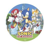 dekora - Decorazione per Torte di Compleanno - Cake Topper di Sonic da 20 cm - Disco di Ostia Commestibile per Torta Senza Glutine, Senza Zuccheri Aggiunti, Senza Lattosio - Adatto ai Vegetariani