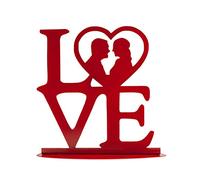 dekora - Decorazione per Torte di Matrimonio - Topper Rosso Love 19 x 19 cm