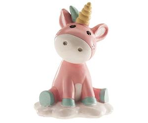 dekora - Decorazioni torta battesimo bimba, Unicorno Realizzato in Resina, Altezza 10 cm, Cake topper battesimo e Baby shower dal Design Dettagliato, Addobbi Adatto al Contatto Alimentare