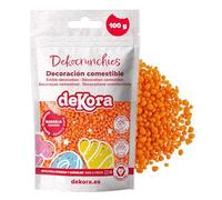 dekora - Dekocrunchies arancia, Zuccherini Decorativi per dolci, Sprinkles per Torte croccanti e dal sapore intenso, Perle di Zucchero commestibili per decorare torte, biscotti, cupcake e dessert