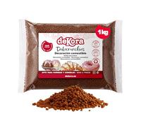 dekora - Dekocrunchies Caffè 1 kg, Zuccherini Decorativi per dolci, Sprinkles per Torte croccanti e dal sapore intenso, Perle di Zucchero commestibili per decorare torte, biscotti e dessert