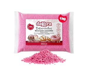 dekora - Dekocrunchies Fragola 1 kg, Zuccherini Decorativi per dolci, Sprinkles per Torte croccanti e dal sapore intenso, Perle di Zucchero commestibili per decorare torte, biscotti, cupcake e dessert