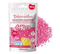 dekora - Dekocrunchies fragola, Zuccherini Decorativi per dolci, Sprinkles per Torte croccanti e dal sapore intenso, Perle di Zucchero commestibili per decorare torte, biscotti, cupcake e dessert