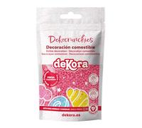 dekora - Dekocrunchies fragola, Zuccherini Decorativi per dolci, Sprinkles per Torte croccanti e dal sapore intenso, Perle di Zucchero commestibili per decorare torte, biscotti, cupcake e dessert