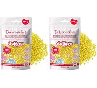 dekora - Dekocrunchies limone 100g, Zuccherini Decorativi per dolci, Sprinkles per Torte croccanti e dal sapore intenso, Perle di Zucchero commestibili per decorare torte, biscotti, cupcake e dessert