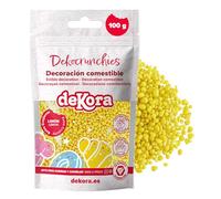 dekora - Dekocrunchies limone 100g, Zuccherini Decorativi per dolci, Sprinkles per Torte croccanti e dal sapore intenso, Perle di Zucchero commestibili per decorare torte, biscotti, cupcake e dessert