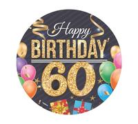 Dekora, Disco di Ostia Commestibile di 60 Happy Birthday, Decorazione per Torte di Compleanno, Tondo 20 CM