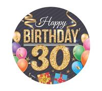 Dekora, Disco di Ostia Commestibile di Happy Birthday 30, Decorazione per Torte di Compleanno, Tondo 20 CM