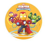 dekora - Disco in Ostia Commestibile Iron Man Ø20 cm - Decorazione Torta Compleanno Bambini Marvel - Cialda per Torta Supereroi - Senza Glutine - Adatta ai Vegetariani
