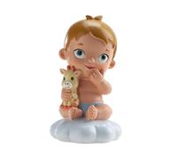 dekora - Figura Decorativa, Decorazioni torta battesimo bimbo, Realizzata in Resina, Altezza 10,5 cm, Cake topper battesimo e Baby shower dal Design Dettagliato, Addobbi Adatto al Contatto Alimentare