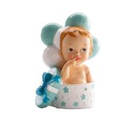 dekora - Figura Decorativa, Decorazioni torta battesimo bimbo, Realizzata in Resina, Altezza 10 cm, Cake topper battesimo e Baby shower dal Design Dettagliato, Addobbi Adatto al Contatto Alimentare