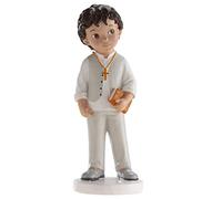 dekora - Figura Decorativa per la Prima Comunione Ragazzo con Bibbia - Realizzata in Resina - Decorazione per Torte - Altezza 16,6 cm - Design Originale e Dettagliato - Adatto al Contatto Alimentare