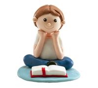 dekora - Figura Decorativa per la Prima Comunione Ragazzo con Catechismo - Realizzata in Resina - Decorazione per Torte - Altezza 8 cm - Design Dettagliato - Adatto al Contatto con Alimenti