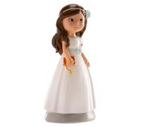 dekora - Figura Decorativa per Prima Comunione - Bambina con Catechismo - Realizzata in Resina - Decorazione per Torte - 13 cm Altezza - Design Originale e Dettagliato - Adatta al Contatto Alimentare