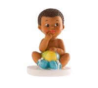 dekora - Figurina Battesimo bambino con palla 10 cm Cake topper torta battesimo e Baby Shower