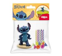 dekora - Figurina Stitch per Torta con 10 Candeline di Compleanno, Decorazioni Torta Stitch e Cake Topper Disney per Compleanno Bambino, Idoneo al Contatto Alimentare