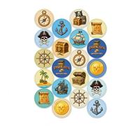 Dekora, Mini Dischi Commestibili Pirati per Cupcake, Decorazioni per Torte e Biscotti, Set da 20 Pezzi in Ostia 3,4 cm, Ideale per Compleanno Bambini e Feste a Tema, Senza Glutine, Multicolore
