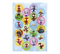 dekora - Mini dischi commestibili Spidey Ø 3,4 cm x 20 pz | Decorazione per cupcakes, biscotti e torte | Senza zuccheri aggiunti | Licenza ufficiale Marvel | Senza glutine | Adatti ai vegani