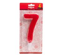 Dekora Candela di Compleanno Gigante, Numero 7, Rossa, Cera, Arancione, 15 cm