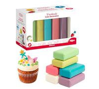 dekora - Pasta di zucchero colorata 6 colori, Fondant per torta, cupcake e biscotti, Elastica e facile da lavorare, senza glutine, halal e kosher 600 g