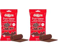 dekora - Pasta di Zucchero Marrone 250g - Sugar Paste - Pasta zucchero per torte - facile da usare - Kosher, Halal e Senza Glutine (Confezione da 2)