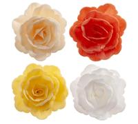 dekora - Rose Di Wafer Autunnali, 7 cm, Fiori commestibili per torte, Senza zucchero, glutine e lattosio - Decorazioni commestibili per Cupcake, Matrimonio, Compleanno, Battesimo, Gender Reveal