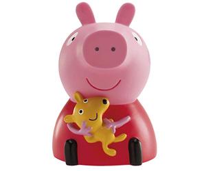 dekora - Salvadanaio per bambini apribile Peppa Pig in plastica con 4 lecca lecca rosa - 18 cm - Resistente e sicuro - Regalo natale bambini