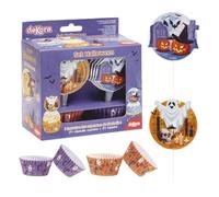dekora Set 24 Capsule e 24 Topper Halloween per Cupcake, Decorazioni per Dolci e Torte, Capsule Resistenti per Forno, Toppers a Tema Halloween, Ideale per Feste e Bambini