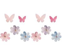 dekora - set di 16 decorazioni per torte e cupcake, fiori e farfalle commestibili per torte, senza zucchero, senza glutine, senza lattosio, ideali per compleanni, matrimoni, gender reveal