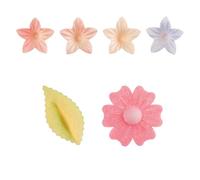 dekora - set di 34 decorazioni per torte e cupcake, fiori e foglie commestibili per torte, senza zucchero, senza glutine, senza lattosio, ideali per compleanni, matrimoni, gender reveal e baby shower
