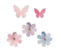dekora - set di 8 decorazioni per torte e cupcake, fiori e farfalle commestibili per torte, senza zucchero, senza glutine, senza lattosio, ideali per compleanni, matrimoni, gender reveal