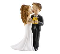 dekora - Sposini per Torta Matrimonio "Coppa e Bacio" - 16 cm di altezza - Cake topper Matrimonio in Resina - Statuine Sposi per torta Nuziale - Base adatta al contatto alimentare