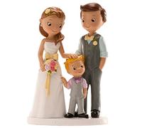 dekora - Sposini per Torta Matrimonio “Coppia di sposi con bambino” - 16 cm di altezza - Cake topper Matrimonio in Resina - Statuine Sposi per torta Nuziale - Base adatta al contatto alimentare